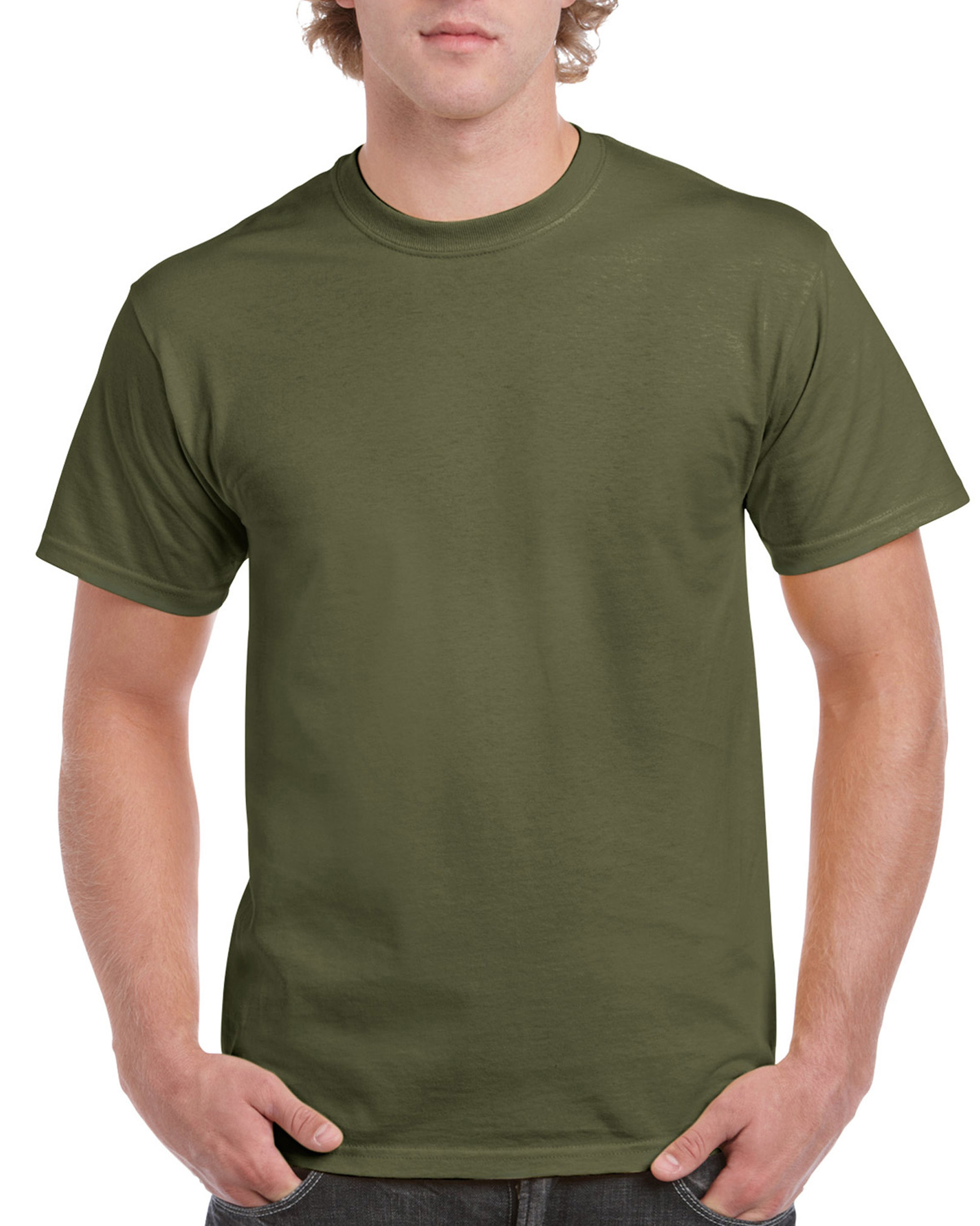 Army green Gildan 2000 T-paidat omalla logolla