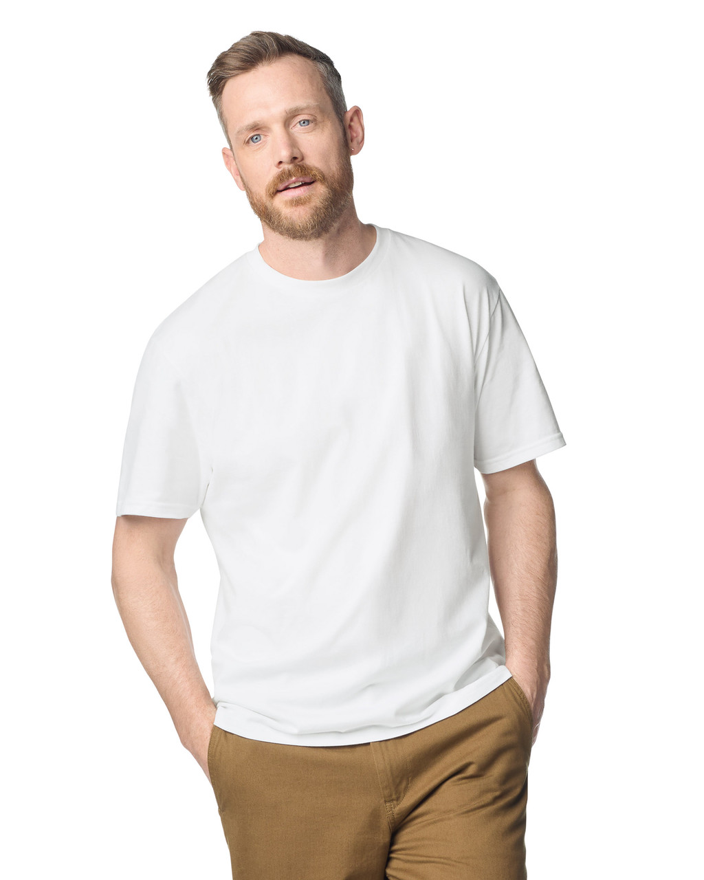 White Gildan T-paita omalla logolla