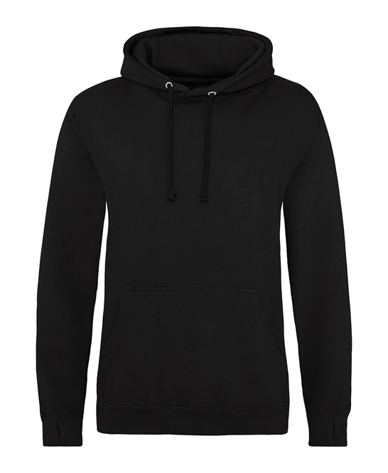 Jet-black unisex huppari painatuksella