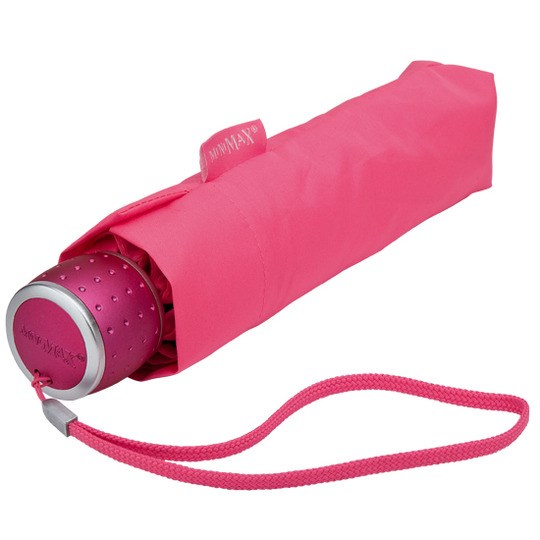 Pink sateenvarjot omalla logolla