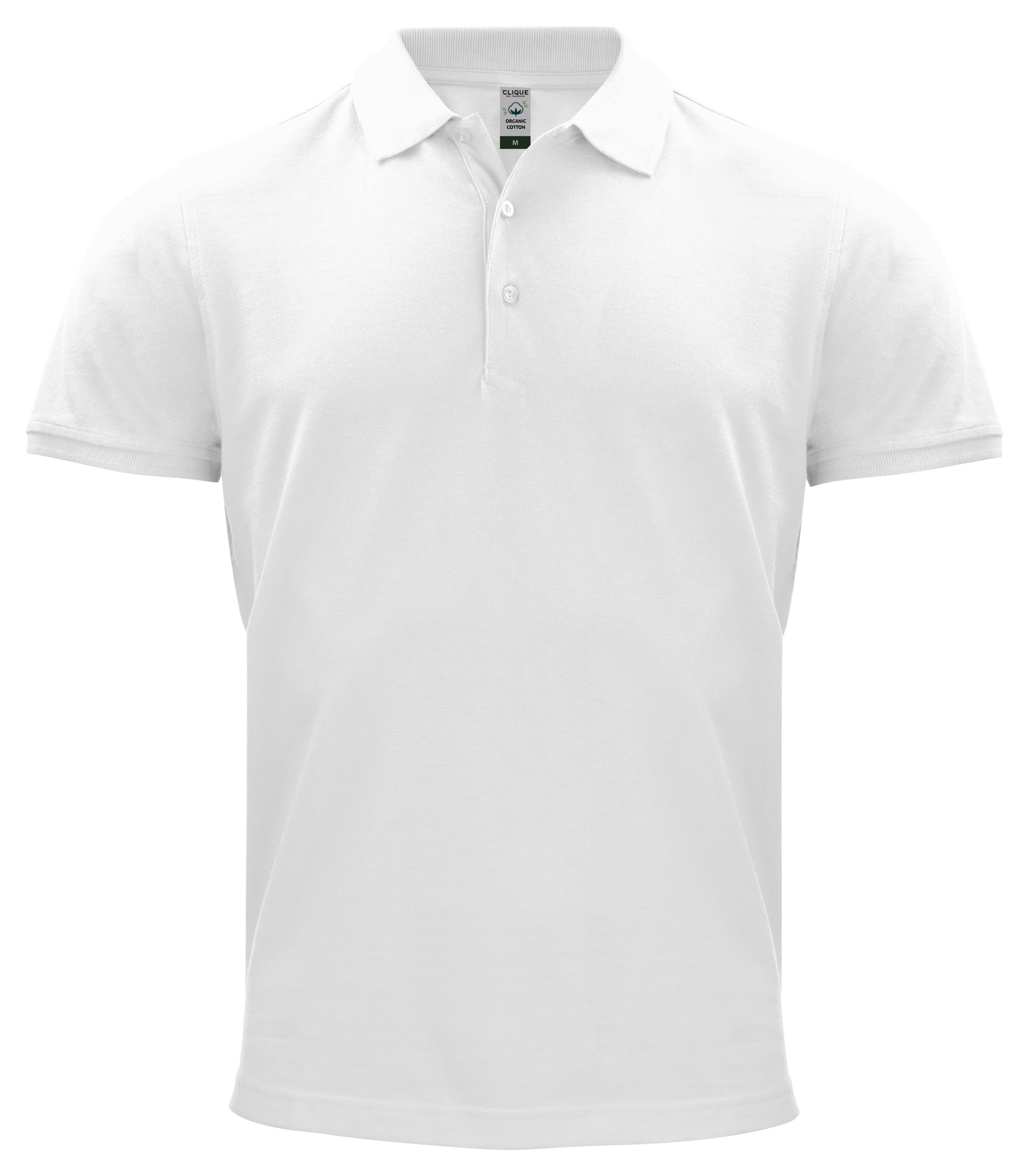 white organic cotton pikeepaita omalla painatuksella