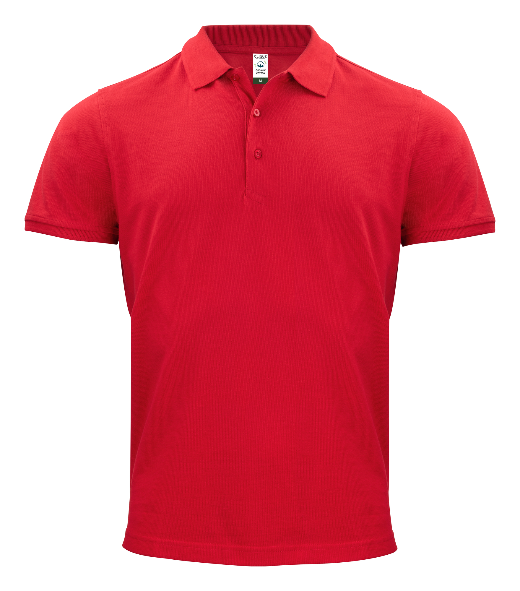 Red organic cotton pikeepaita omalla painatuksella