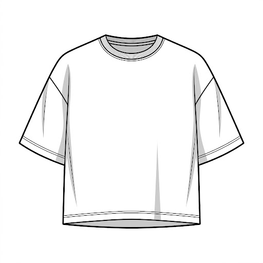 Boxy fit -t-paidan tekninen piirros