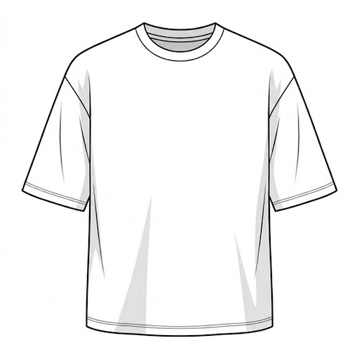 Loose fit -t-paidan tekninen piirros