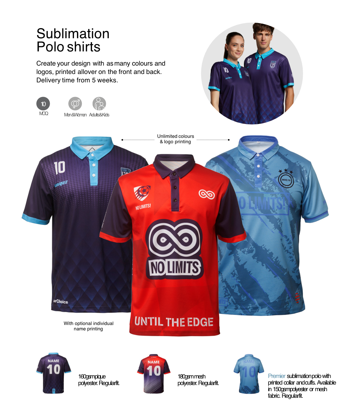 Catalogue Sheet 184 - All-over printed sublimation polo shirts collection